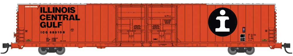 Pullman-Standard 86' Auto Parts Double-Door Boxcar - Ready to Run -- Illinois Central Gulf #680108 (orange, black, white)