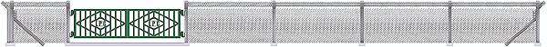 East German Gate & Chain Link Fence w/Concrete Posts - Kit (Laser-Cut Card) -- Builds 35-7/16"  90cm of Fence-1