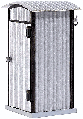 Corrugated-Metal Trackside Telephone Booth - Kit (Laser-Cut Wood & Card) -- 13/16 x 13/16 x 2"  2.1 x 2.1 x 5cm