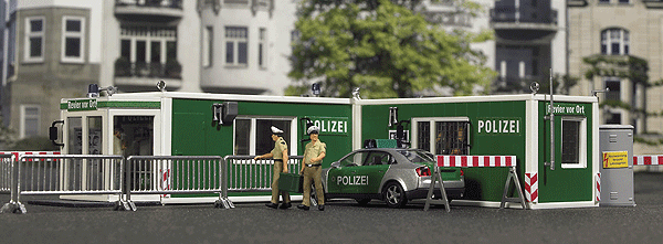 Mobile Police Station in Converted Containers - Kit -- With Barricades, Police Vehicle, Interior Accessories