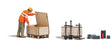 Era V Railway Worker with Accessories - Action Set -- Figure, 2 Wood Crates, Track Tools, Steel Drum, Accessories-1