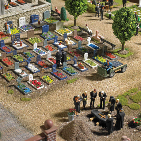 Cemetery - Kit -- Includes 14 Tombstones, 10 Wreaths, 10 Wood Crosses & More-1