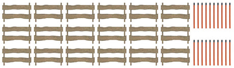 Snow Fences and Snow Marker Poles -- Laser-Cut Wood Kit - 18 Fence Sections, 20 Poles-1