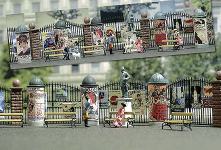 Nostalgic Scene Set w/Advertising Pillar
