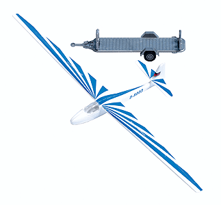 Glider with Trailer -- White, Blue-1