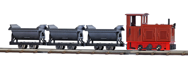 Feldbahn Industrial Diesel Train Set w/Battery Controller & Special Track -- LKM Ns 2f Loco & 3 Dump Cars