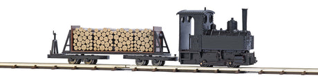 Freight Starter Set w/Decauville Typ 3 0-4-0T - 3V Battery Powered - Feldbahn -- Steam Loco w/Log Car, 14-3/4 x 10-7/16" Track Oval, 3V Battery Controller-2