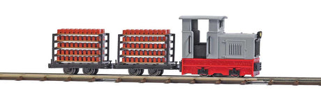 Brick Yard Railroad Starter Set - Battery Powered - Feldbahn -- Gmeinder 15/18 Diesel, 2 Brick Cars, Track Oval, Controller-2