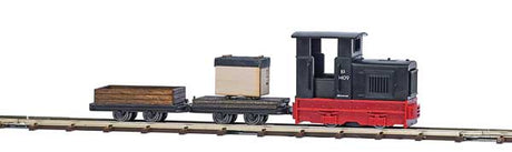 Freight Train Starter Set - Feldbahn -- Gmeinder 15/18 Diesel, 2 Cars, Track Oval, Battery Controller-1