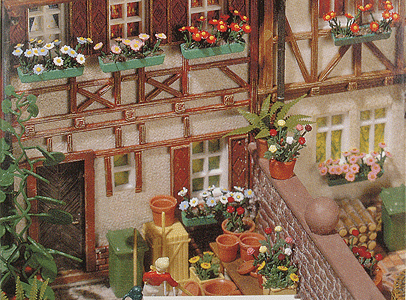 Window Box Set -- Kit - 6 Window Boxes with Pink, Red, White & Blue Flowers