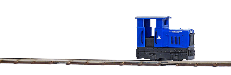 Gmeinder 15/18 w/Roofed Cab - 3V Battery Powered (Uses Z Gauge Track) -- Hartmannschen Papierfabrik (blue, German Lettering)
