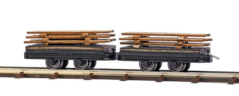 Plank Transport Wagon 2-Pack with Load - Feldbahn -- Black