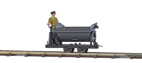 Tipper Side-Dump Car with Brakeman Figure - Feldbahn -- Black