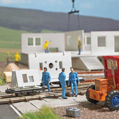 Flatcar with Concrete Panel Load - Feldbahn -- Unlettered (black)-2