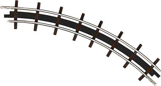 Feldbahn HOf 6.5mm (Z) Gauge Industrial Track -- Curve 4-1/2"  11.5cm Radius, 45 Degrees (8 Sections Needed for Circle) pkg(