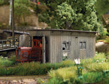 Wood Locomotive Shed - Feldbahn -- Weathered Laser-Cut Wood Kit - 2-15/16 x 1-3/4 x 1-9/16"  7.4 x 4.5 x 4cm-3
