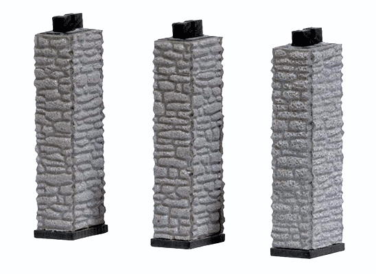 Feldbahn Industrial Railroad Bridge System Bridge Pier Set - Kit (Plastic) -- 1-13/16"  4.6cm Tall pkg(3)