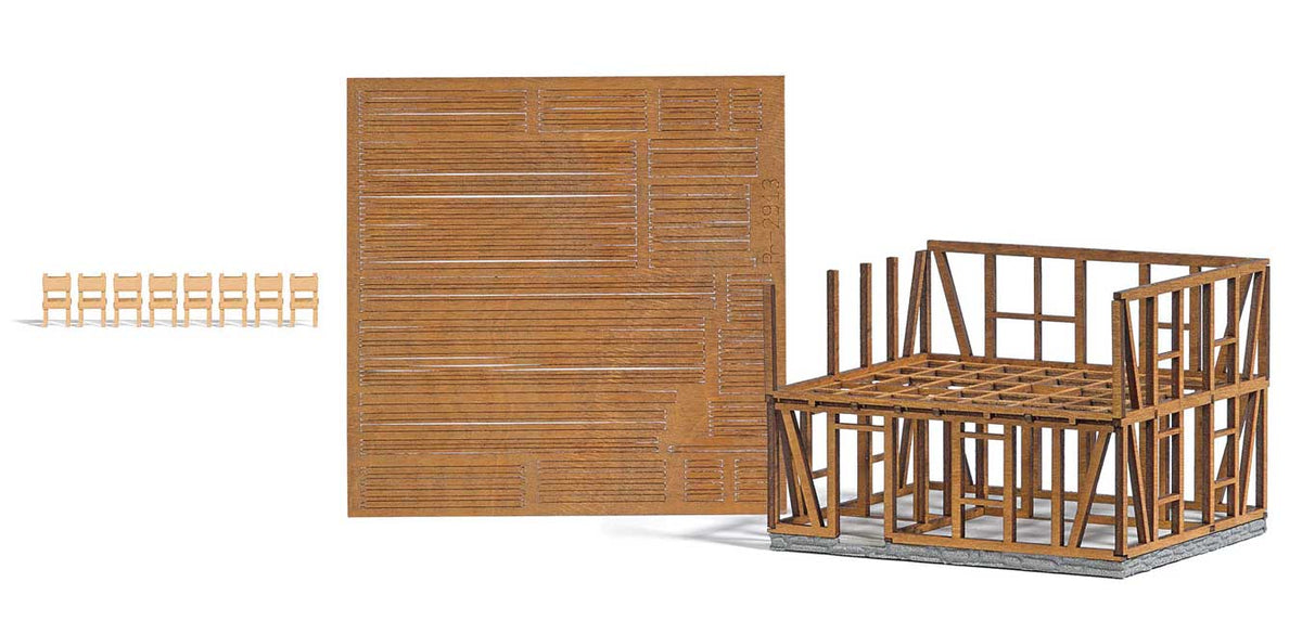 Half-Timbered House Under Construction -- Laser-Cut Kit - 3-3/8 x 2-13/16 x 2-3/8"  8.5 x 7.2 x 6cm-2