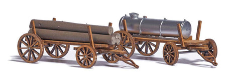 Wooden Carts - Wagons - Laser-Cut Wood Kit -- Includes: 1 Tank Load and 1 Log Load pkg(2)-2