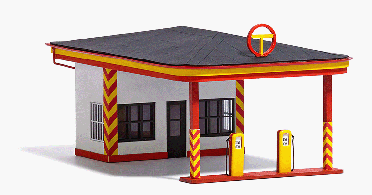 Classic Minol Gas Station -- Laser-Cut Kit - 5-1/8 x 3-1/2 x 2-5/8"  13 x 9 x 6.7cm