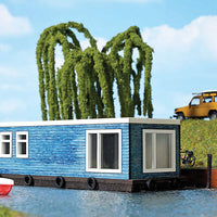 Houseboat - Laser-Cut Wood Kit - 5-1/2 x 1-3/4 x 1-1/2"  14 x 4.5 x 3.8cm -- Light Blue