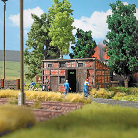 Half-Timbered Backyard Shed -- Laser-Cut Wood Kit - 3-3/8 x 2-1/4 x 1-7/8"  8.5 x 5.8 x 4.7cm-1