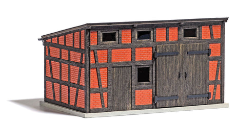 Half-Timbered Backyard Shed -- Laser-Cut Wood Kit - 3-3/8 x 2-1/4 x 1-7/8"  8.5 x 5.8 x 4.7cm-2