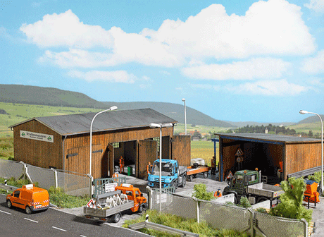 Road Maintenance Garage -- Laser-Cut Wood Kit - 6-7/8 x 3-15/16 x 3"  17.5 x 10 x 7.6cm-1