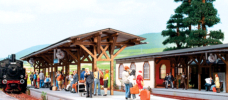 Station Platform w/Underground Passage - Laser-cut Wood Kit -- 20 x 7 x 60cm