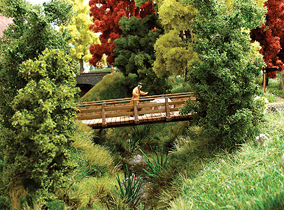 Wooden Foot Bridge w/Abutments - Kit (Laser-Cut Wood) -- 4-7/16 x 1 x 1-3/4"  11.3 x 2.7 x 4.5cm