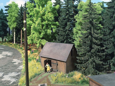 Small Wooden Barn/Workshop -- Laser-Cut Wood Kit - 2-3/4 x 2 x 2-3/16"  7 x 5 x 5.6cm-1