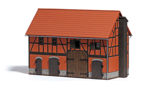 Half-Timbered Barn w/Large Stable -- Laser-Cut Wood Kit - 6-1/8 x 3-1/4 x 3-9/16"  15.5 x 8.2 x 10.5cm-3