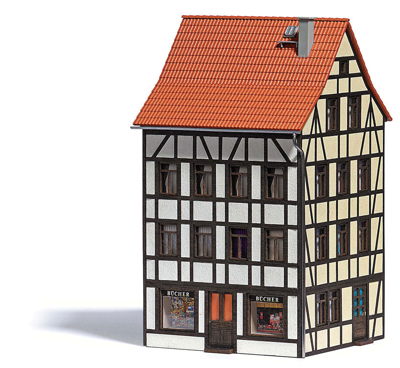 Old Town Half-Timber Corner Building -- Laser-Cut Kit - 3-1/2 x 3-1/8 x 5-3/4"  9 x 8 x 14.7cm-2
