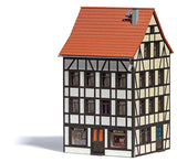 Old Town Half-Timber Corner Building -- Laser-Cut Kit - 3-1/2 x 3-1/8 x 5-3/4"  9 x 8 x 14.7cm-2