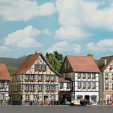 Old Town Half-Timber Buildings & Covered Overhead Walkway -- Laser-Cut Kits-1