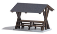 Table & Benches w/Canopy -- Laser-Cut Wood Kit - 1-1/2 x 1-5/16 x 1-3/16"  3.8 x 3.3 x 3cm