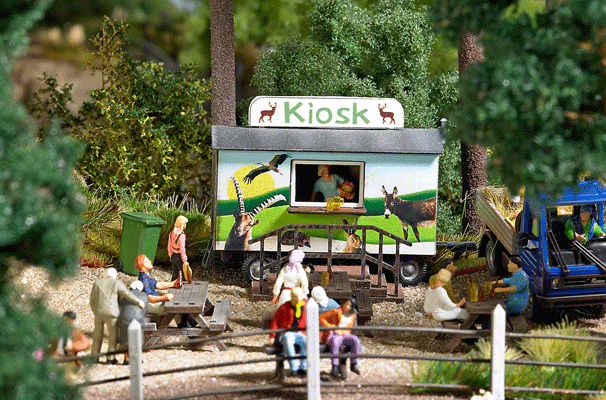 Wildlife Park/Zoo Accessories & Sales Kiosk Trailer -- Laser-Cut Wood Kit-1