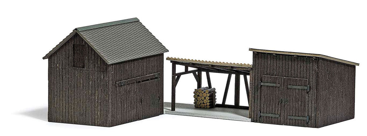 Wooden Sheds & Shelter -- Kit - 2 Sheds & Awning-2