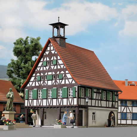 Buschheide, Germany, Half-Timber City Hall -- Laser-Cut Wood & Card Kit - 5 x 4-3/8 x 6-11/16"  12.8 x 11.1 x 17cm-1