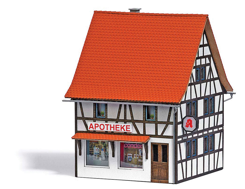 Buschheide, Germany, Half-Timber Pharmacy -- Laser-Cut Wood & Card Kit - 3-5/8 x 3-5/8 x 4-3/8"  9.1 x 9.3 x 11.1cm-2