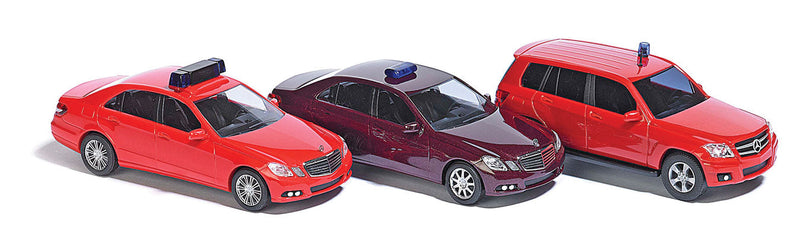 Mercedes Fire Department Vehicle Set - Assembled -- 2 Sedans & 1 SUV