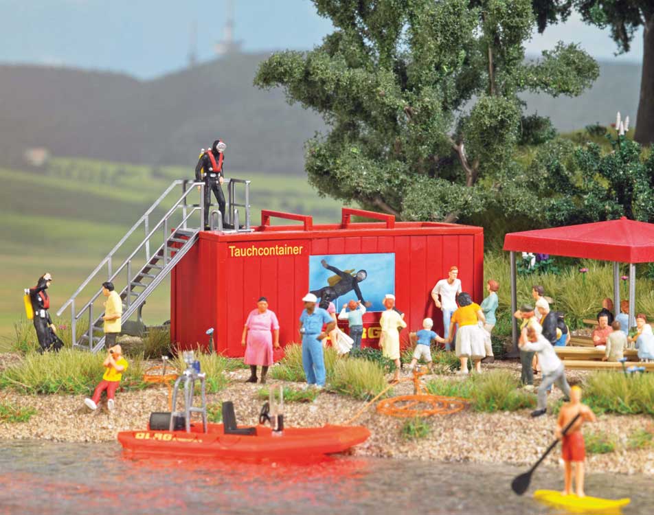 DLRG Diving Demonstration Container Scene -- Container, Steps, Picnic Benches, Tent-2