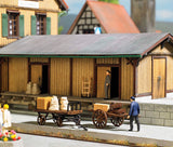 2 Wooden Baggage Carts w/Accessories -- 2 Different Styles of Carts w/Luggage & Barrels-1