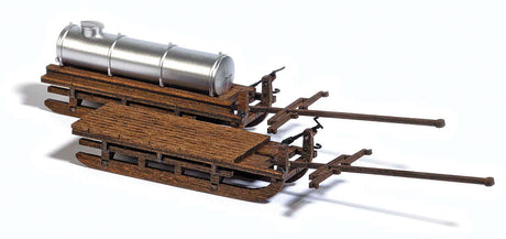 Wooden Wagon Sleds - Kit -- 1 Each: Flatbed & Water Tank-2
