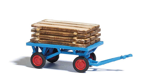 Handcart with Wood Plank Load -- Blue-2