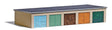 5-Stall Garage Block Complex -- Laser-Cut Kit - 6-7/8 x 2-7/8 x 1-3/16"  17.4 x 7.3 x 3cm-1