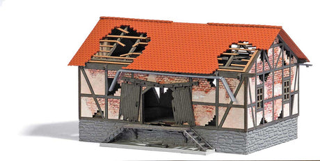 Dilapidated Half-Timber Freight Shed -- Laser-Cut Kit - 5 x 3-3/8 x 2-15/16"  12.8 x 8.5 x 7.4cm-2