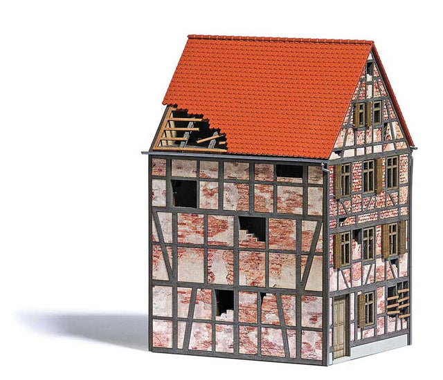 Dilapidated Half-Timber House Under Renovation -- Laser-Cut Kit - 3-3/8 x 3 x 5"  8.5 x 7.7 x 12.7cm-1