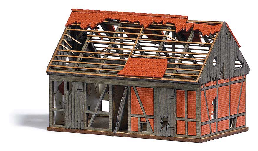 Dilapidated-Abandoned Half-Timber Stable -- Laser-Cut Kit - 3-11/16 x 2-1/4 x 2-1/2"  9.4 x 5.8 x 6.3cm-1
