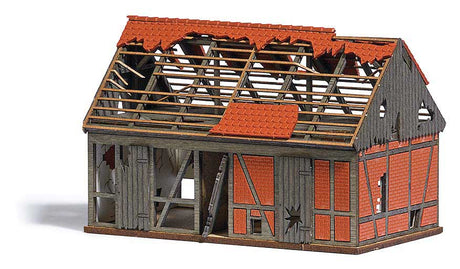 Dilapidated-Abandoned Half-Timber Stable -- Laser-Cut Kit - 3-11/16 x 2-1/4 x 2-1/2"  9.4 x 5.8 x 6.3cm-1